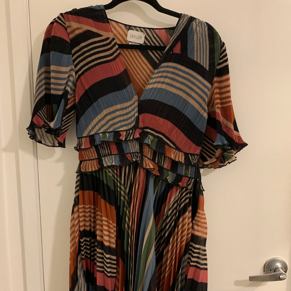 Saylor Pleated Striped Dress